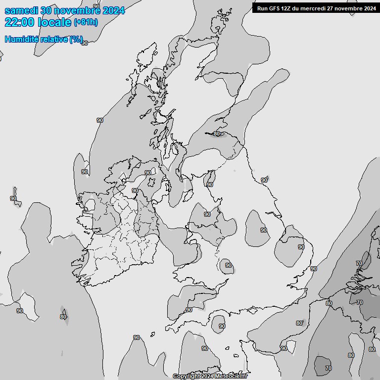 Modele GFS - Carte prvisions 