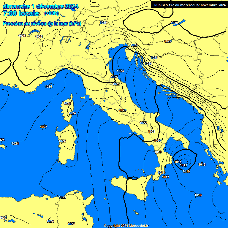 Modele GFS - Carte prvisions 