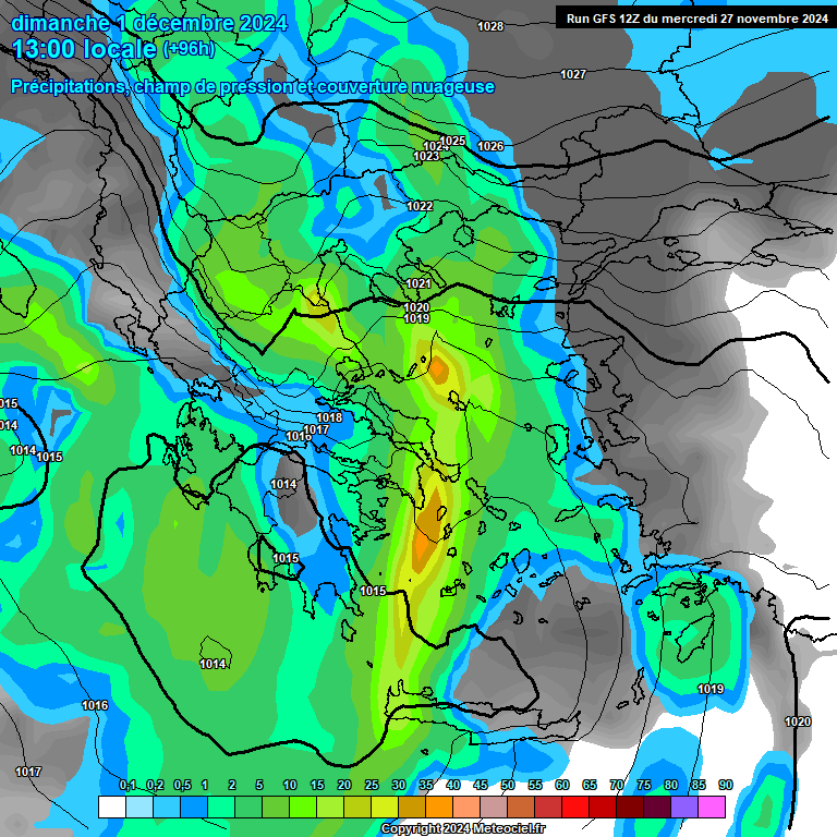 Modele GFS - Carte prvisions 