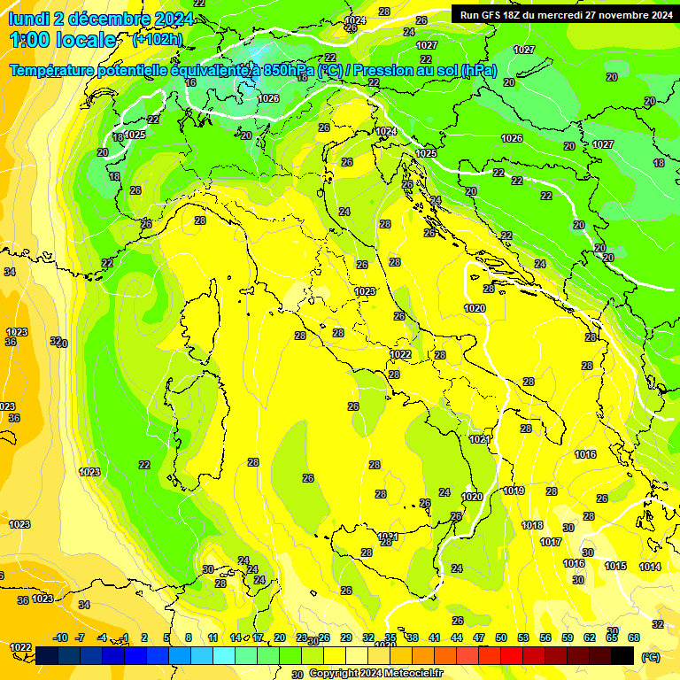 Modele GFS - Carte prvisions 