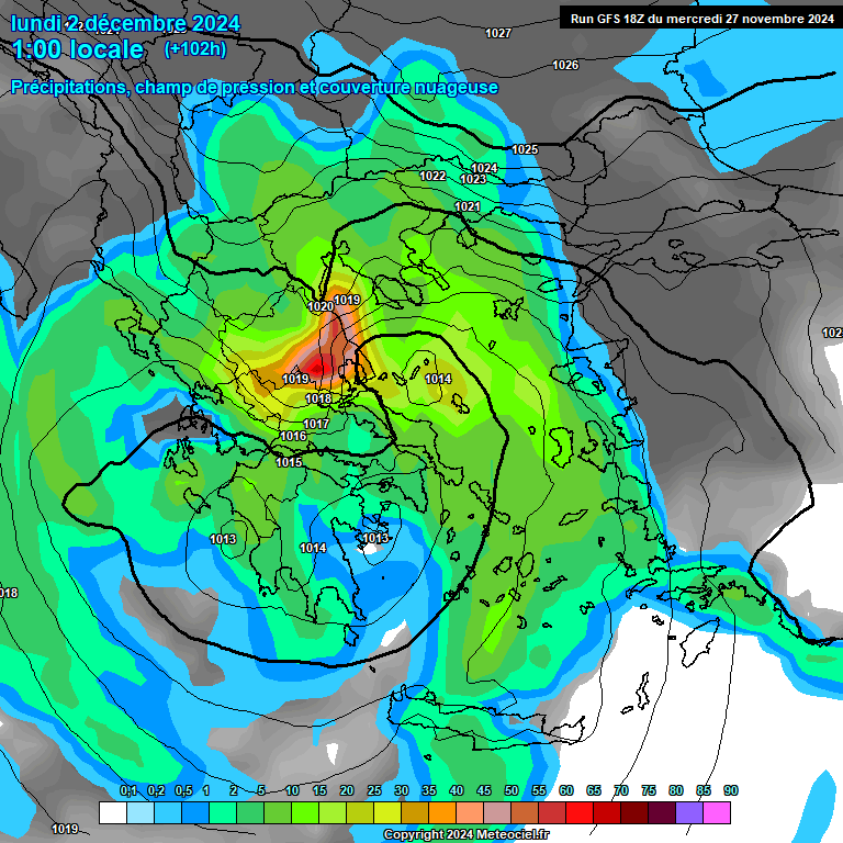 Modele GFS - Carte prvisions 