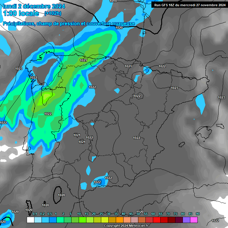 Modele GFS - Carte prvisions 