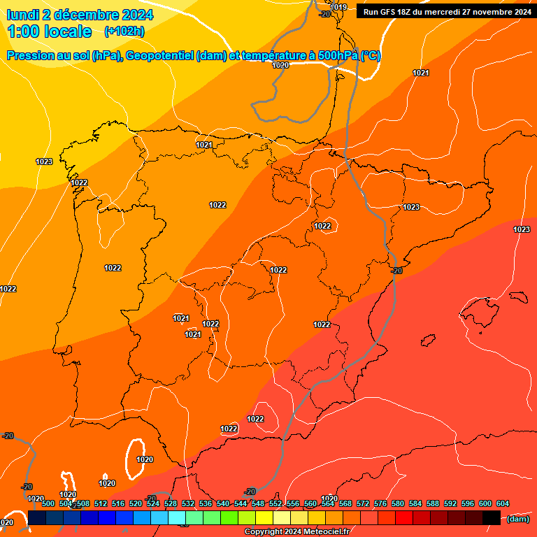 Modele GFS - Carte prvisions 