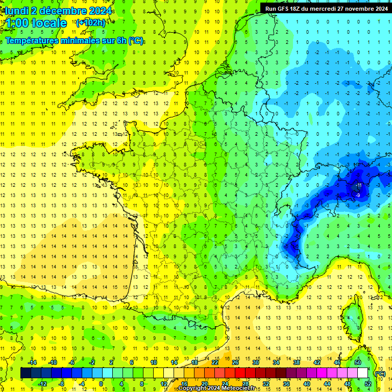 Modele GFS - Carte prvisions 