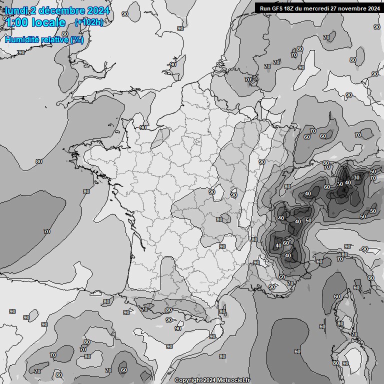 Modele GFS - Carte prvisions 