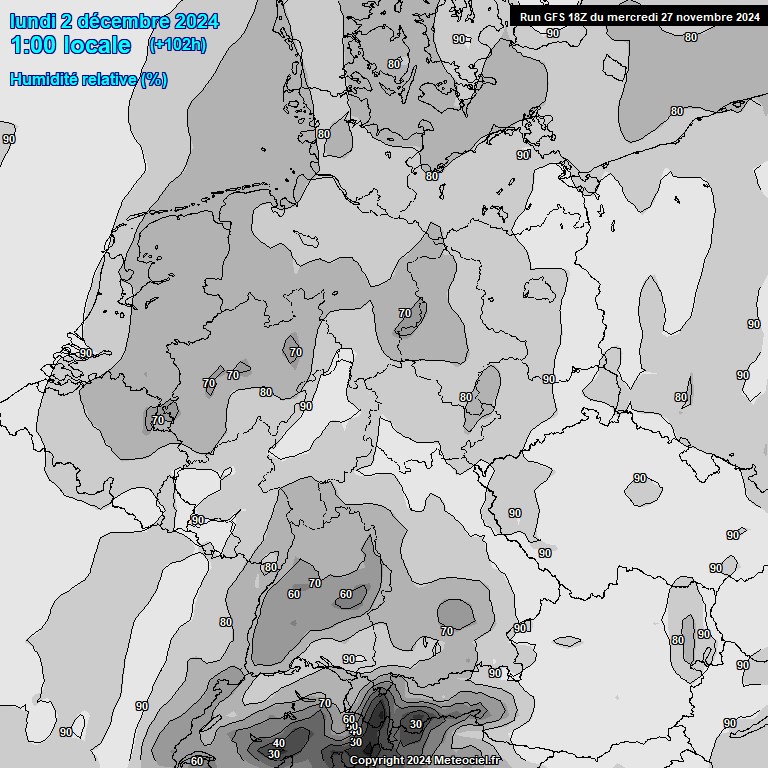 Modele GFS - Carte prvisions 