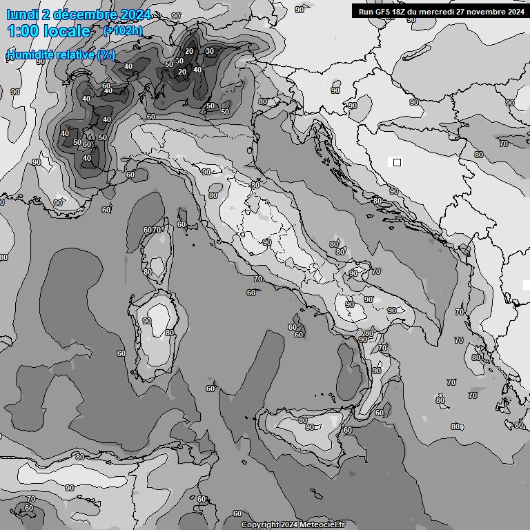 Modele GFS - Carte prvisions 