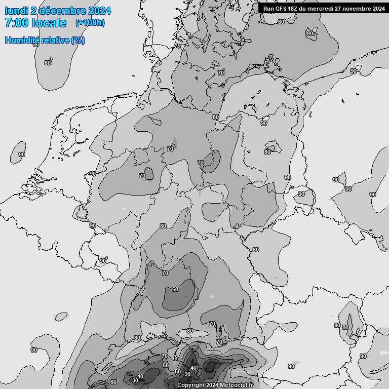 Modele GFS - Carte prvisions 