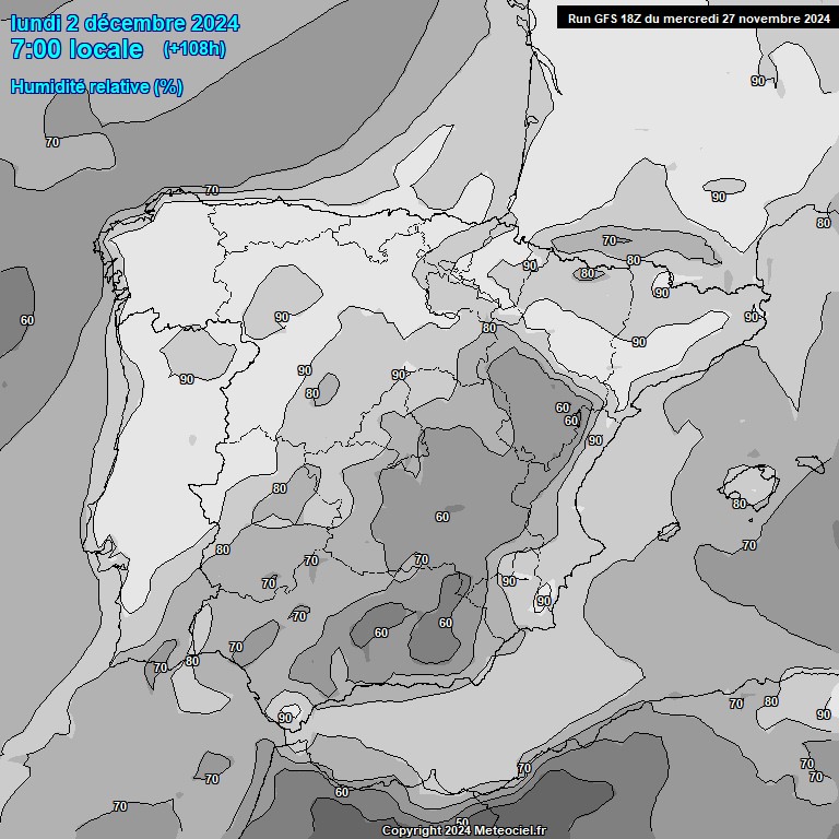 Modele GFS - Carte prvisions 