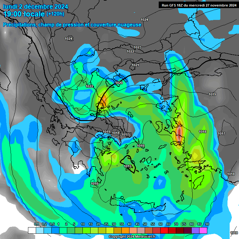 Modele GFS - Carte prvisions 