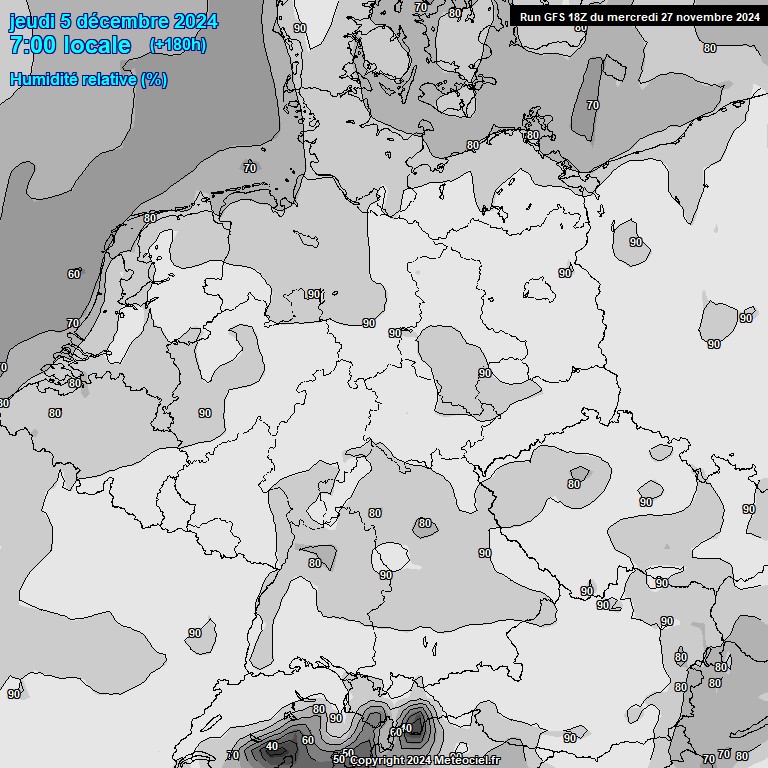 Modele GFS - Carte prvisions 