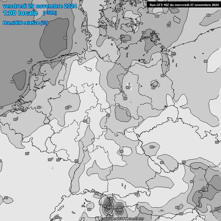 Modele GFS - Carte prvisions 