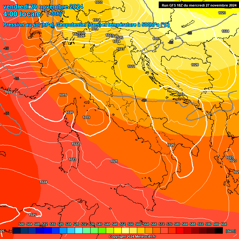 Modele GFS - Carte prvisions 