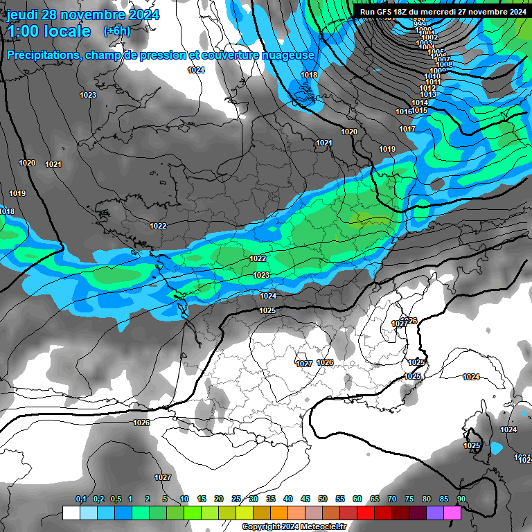 Modele GFS - Carte prvisions 