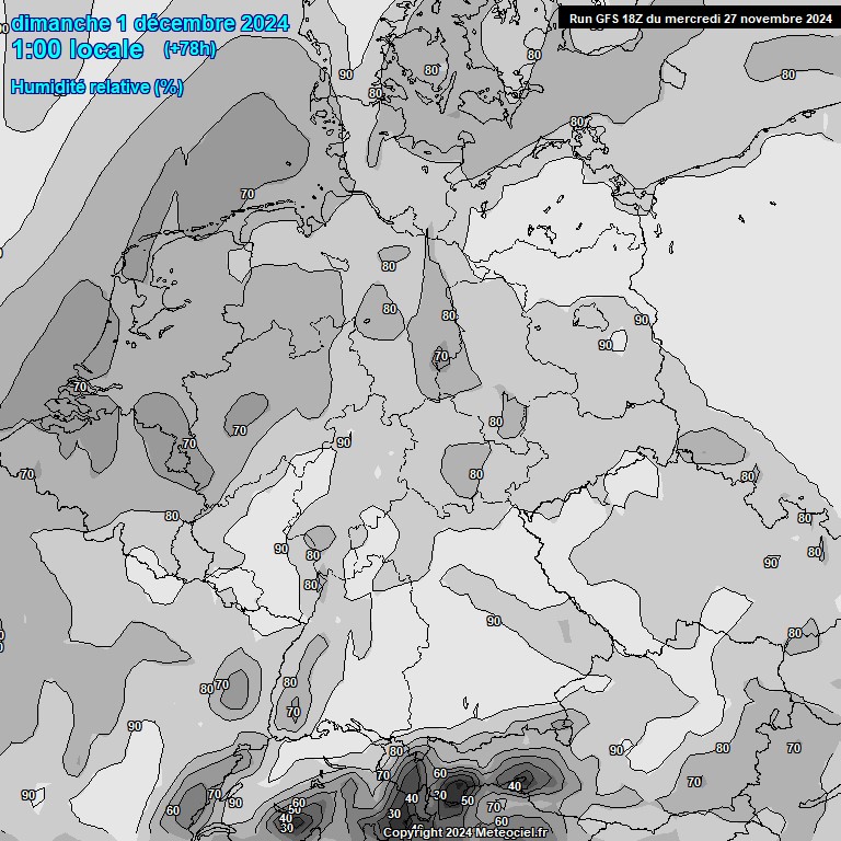 Modele GFS - Carte prvisions 