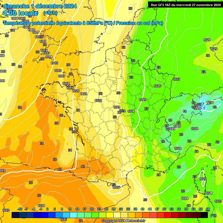 Modele GFS - Carte prvisions 