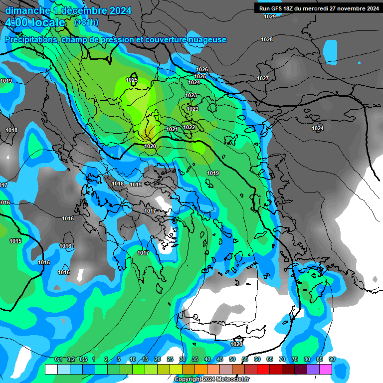 Modele GFS - Carte prvisions 