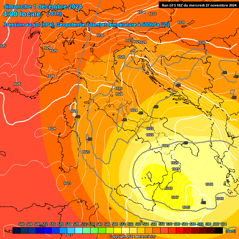 Modele GFS - Carte prvisions 