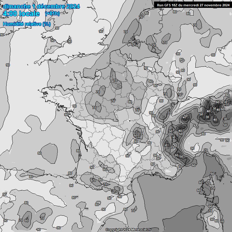 Modele GFS - Carte prvisions 