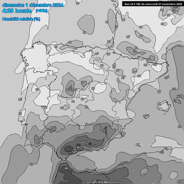 Modele GFS - Carte prvisions 