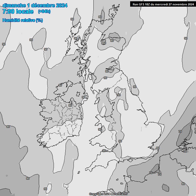 Modele GFS - Carte prvisions 