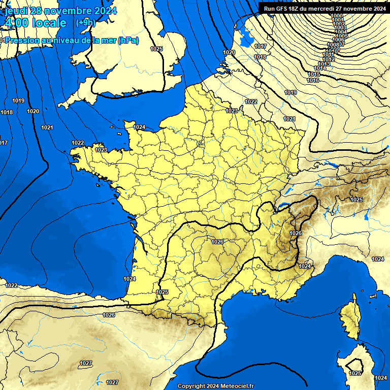 Modele GFS - Carte prvisions 