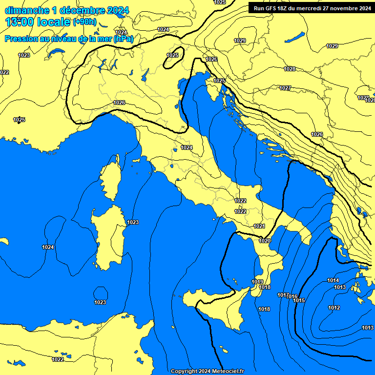 Modele GFS - Carte prvisions 