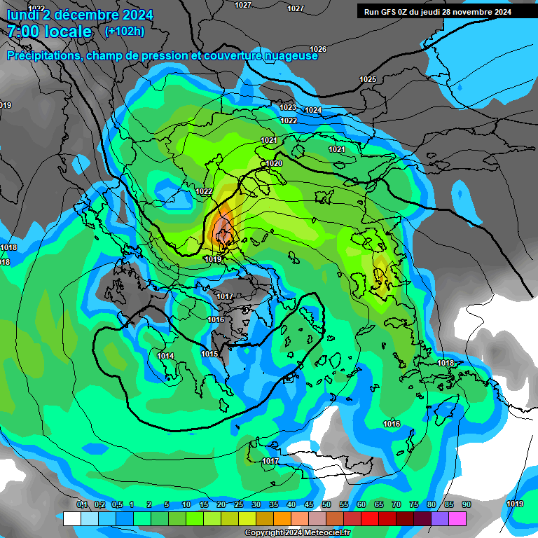 Modele GFS - Carte prvisions 