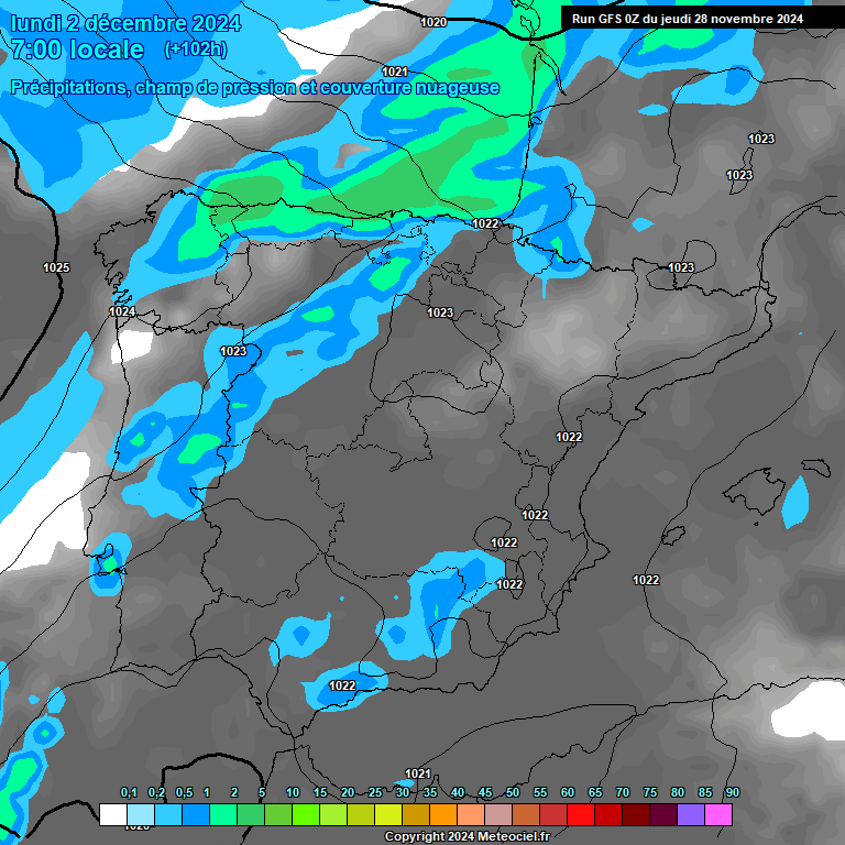 Modele GFS - Carte prvisions 