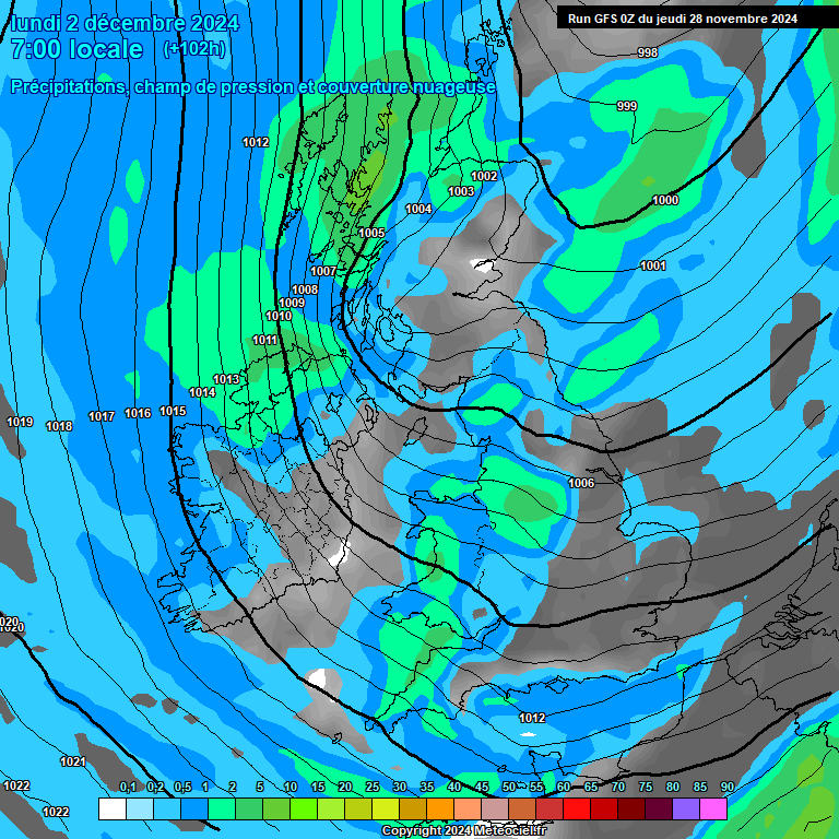 Modele GFS - Carte prvisions 