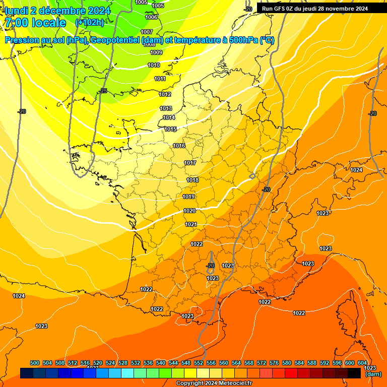 Modele GFS - Carte prvisions 