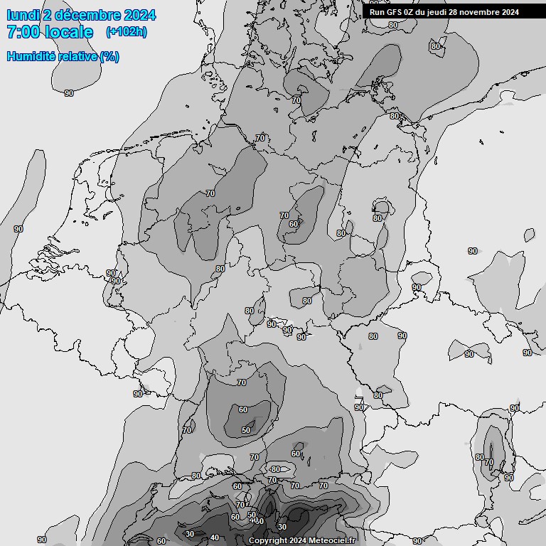 Modele GFS - Carte prvisions 