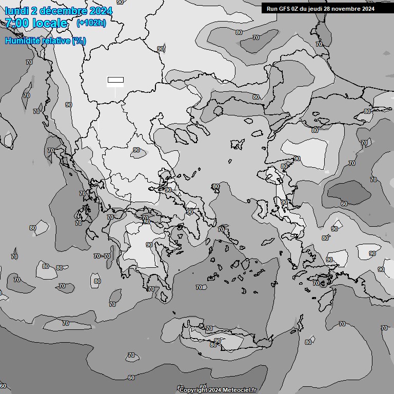 Modele GFS - Carte prvisions 