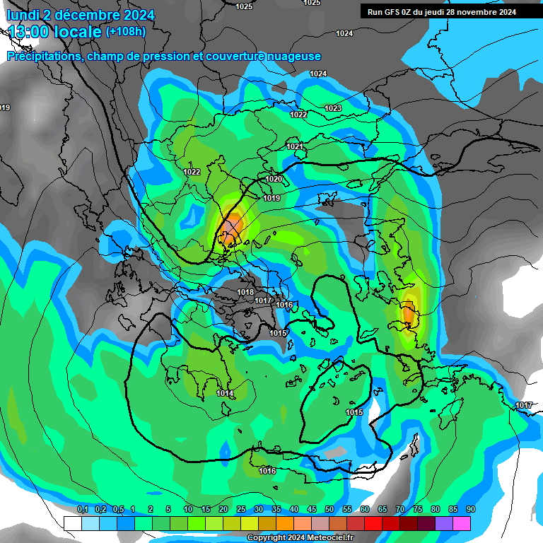 Modele GFS - Carte prvisions 