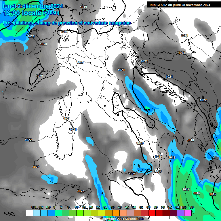 Modele GFS - Carte prvisions 