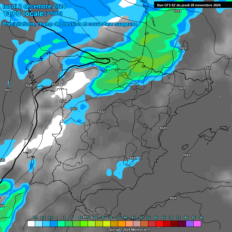 Modele GFS - Carte prvisions 