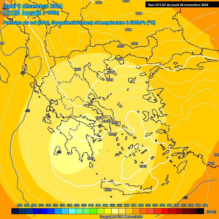 Modele GFS - Carte prvisions 