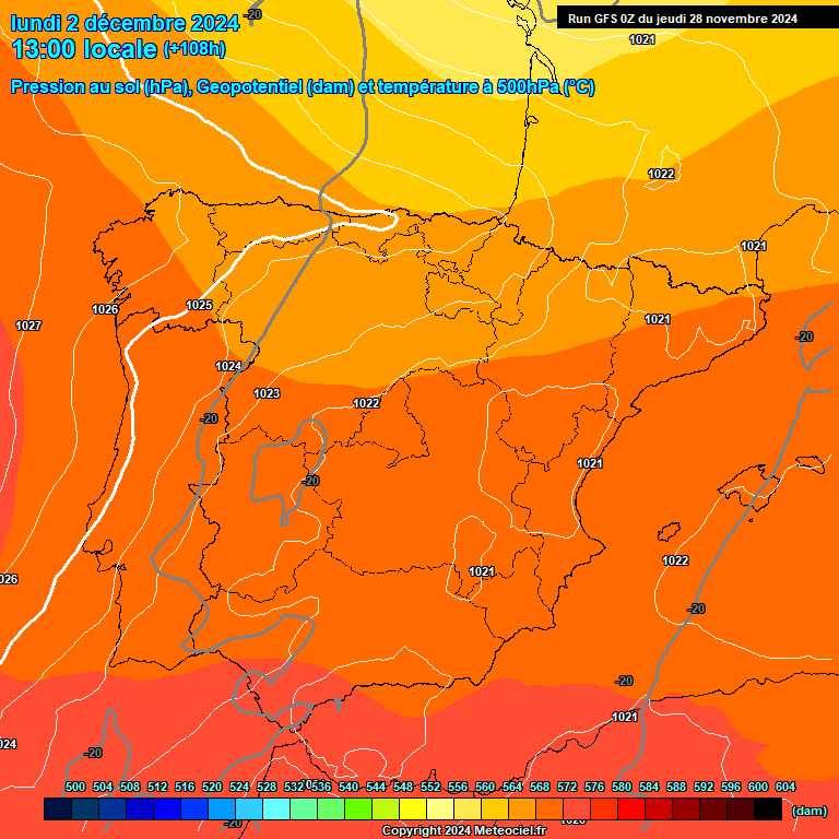 Modele GFS - Carte prvisions 