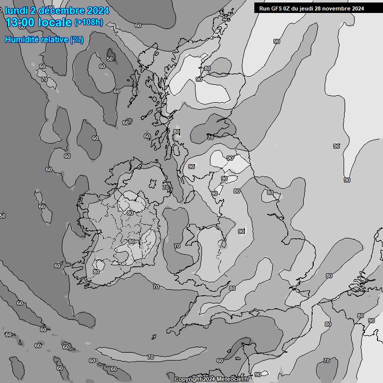 Modele GFS - Carte prvisions 