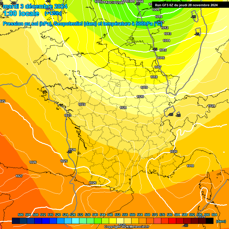 Modele GFS - Carte prvisions 