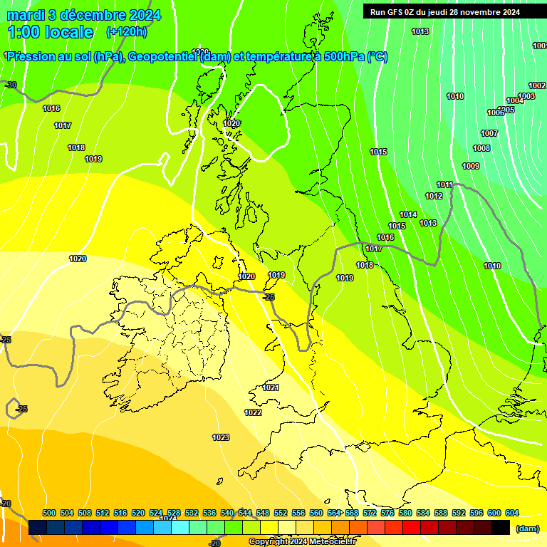 Modele GFS - Carte prvisions 