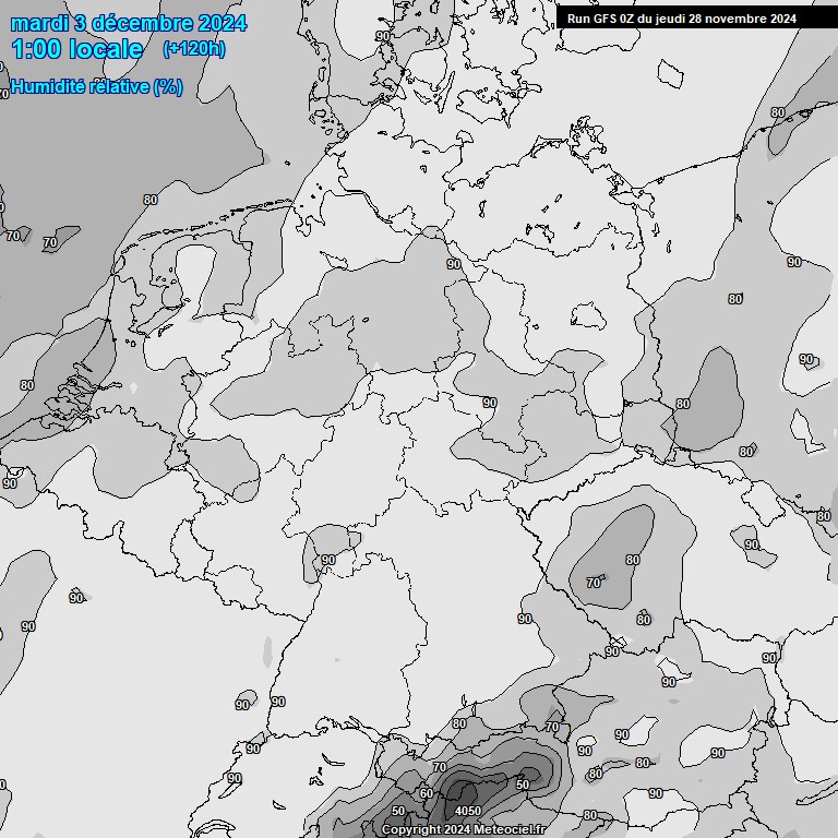 Modele GFS - Carte prvisions 