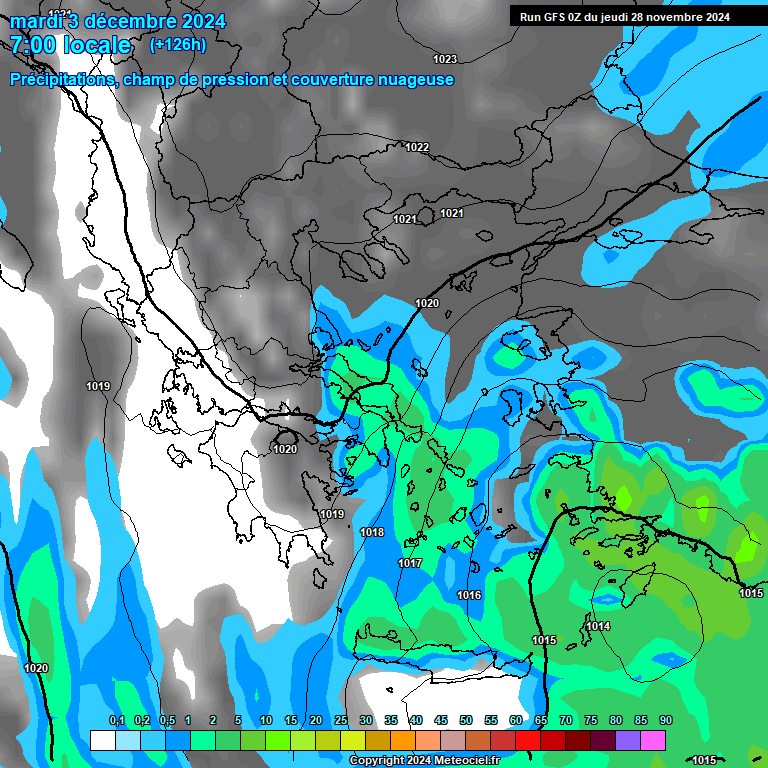 Modele GFS - Carte prvisions 