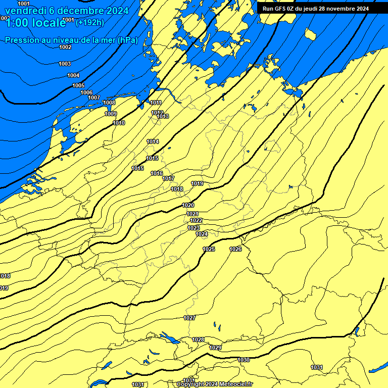 Modele GFS - Carte prvisions 