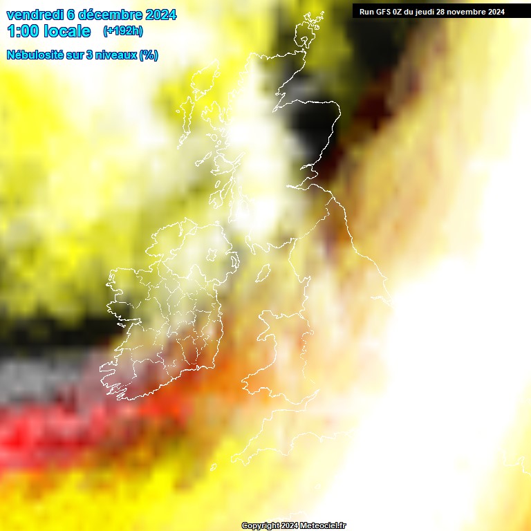 Modele GFS - Carte prvisions 