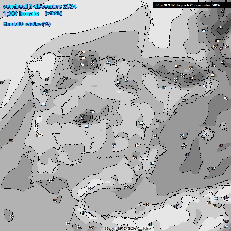 Modele GFS - Carte prvisions 