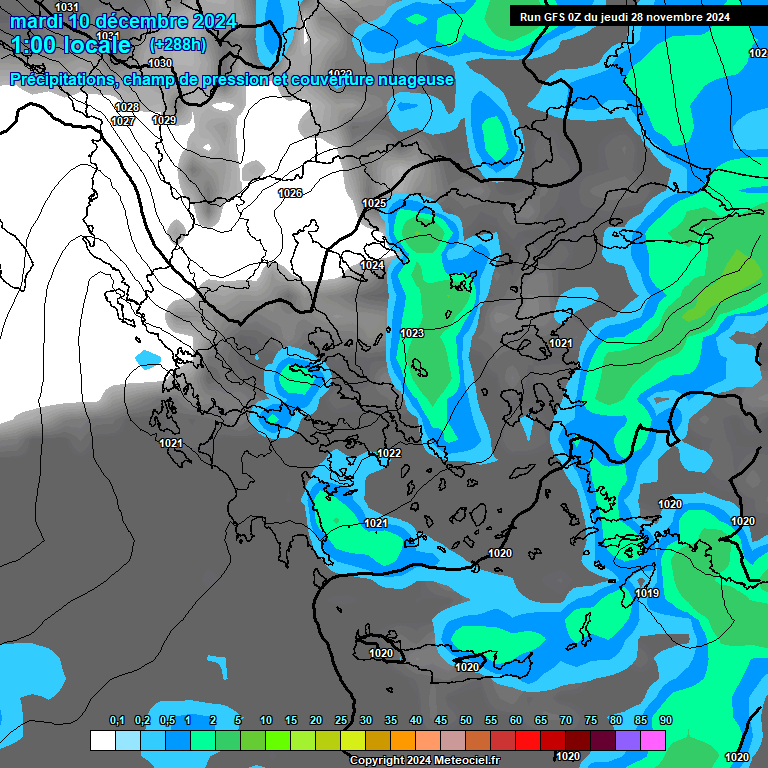 Modele GFS - Carte prvisions 