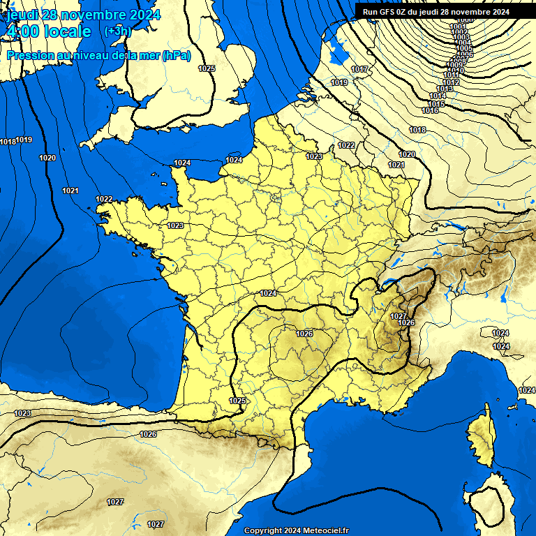 Modele GFS - Carte prvisions 