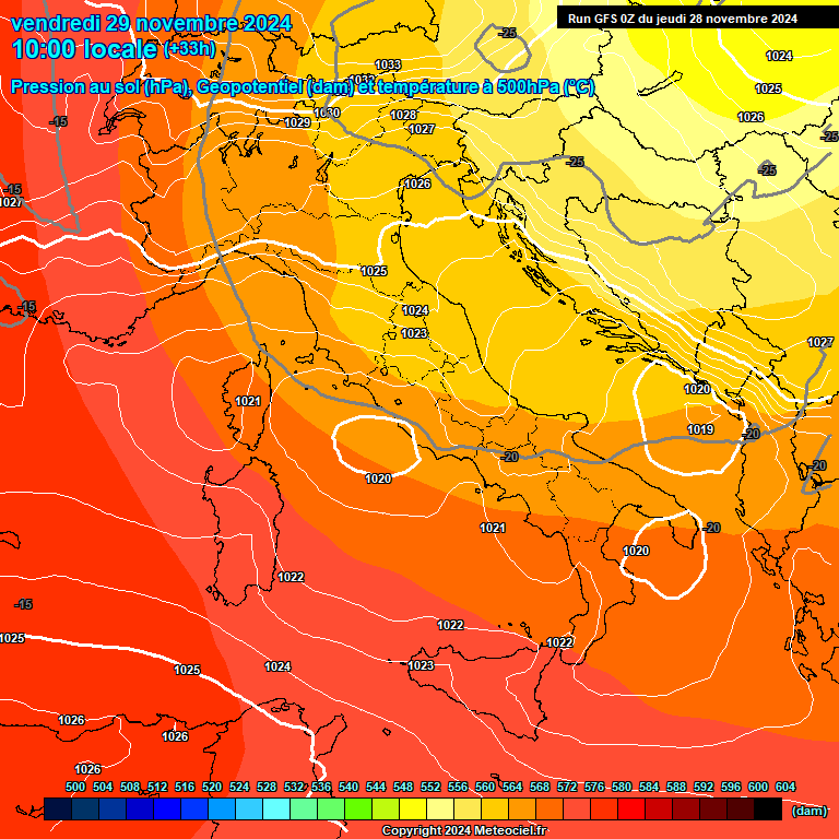 Modele GFS - Carte prvisions 