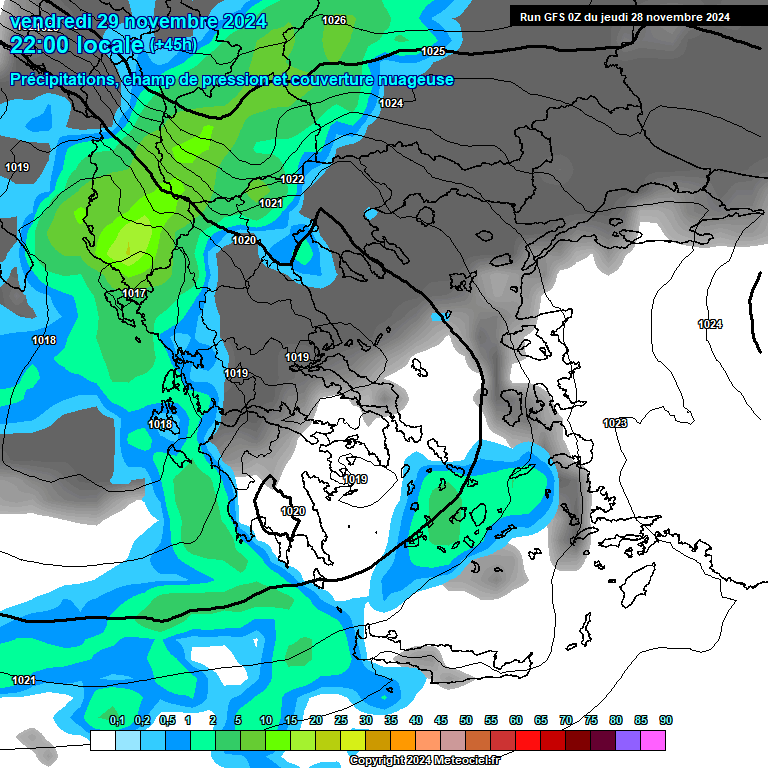 Modele GFS - Carte prvisions 